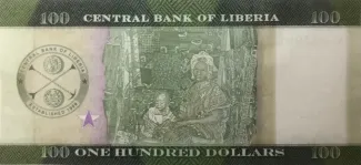Liberia 100 Dollars, 2016-2017 reverse