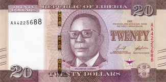 Liberia 20 Dollars, 2022 obverse