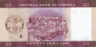 Liberia 20 Dollars, 2022 reverse