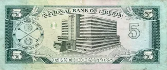 Liberia 5 Dollars, 1989 reverse
