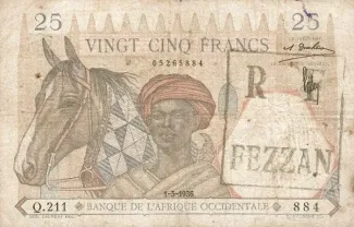 Libya 25 Francs, 1943 obverse