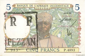 Libya 5 Francs, 1936-1938 obverse