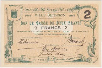 Liège (Dison) 2 Francs, 1914 image