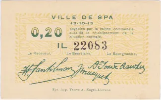 Liège (Spa) 20 Centimes, 1915 image