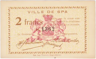 Liège (Spa) 2 Francs, 1916 image