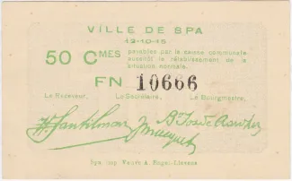 Liège (Spa) 50 Centimes, 1916 image