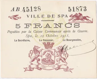 Liège (Spa) 5 Francs, 1916 image
