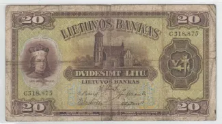 Lithuania 20 Litai, 1930 P-27 obverse