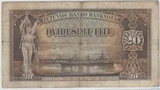 Lithuania 20 Litai, 1930 P-27 reverse