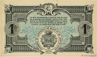 Loir et Cher, Department of 1 Franc, 1918 reverse