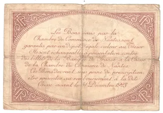 Loire-Atlantique, Department of 1 Franc, 1923 reverse