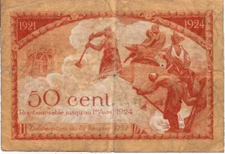 Loire, Department of 50 Centimes, 1921 reverse