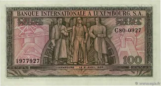 Luxembourg 100 Francs, 1956 reverse