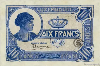 Luxembourg 10 Francs, 1923 P-34 obverse
