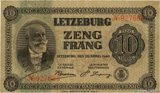 Luxembourg 10 Francs, 1940 P-41 obverse