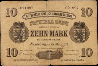 Luxembourg 10 Mark, 1876 obverse