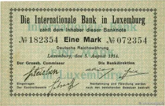 Luxembourg 1 Mark, 1914 P-6 obverse