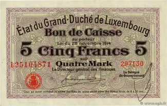 Luxembourg 5 Francs, 1914 image