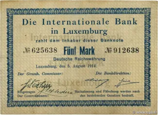 Luxembourg 5 Mark, 1914 P-8 obverse