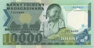 Madagascar 10.000 Francs / 2000 Ariary, 1983-1988 obverse