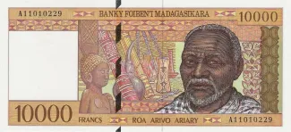 Madagascar 10.000 Francs / 2000 Ariary, 1995-2003 obverse