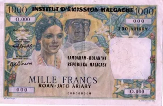 Madagascar 1.000 Francs / 200 Ariary, 1961-1963 obverse