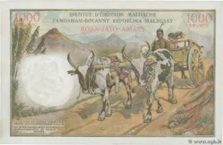 Madagascar 1.000 Francs / 200 Ariary, 1962-1963 reverse