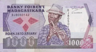Madagascar 1.000 Francs / 200 Ariary, 1988-1994 obverse
