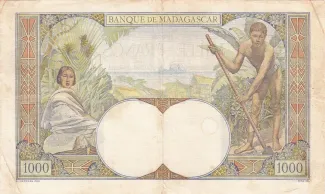 Madagascar 1,000 Ariary, 1933-1948 P-41 reverse
