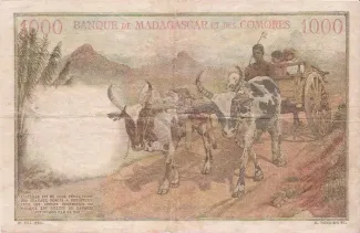 Madagascar 1,000 Ariary, 1950-1953 P-48 reverse