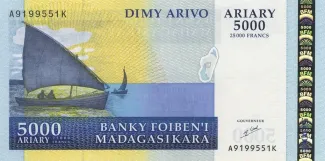 Madagascar 5.000 Ariary / 25000 Francs, 2003-2006 obverse