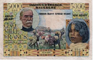 Madagascar 5.000 Francs / 1000 Ariary, 1961-1963 obverse
