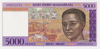 Madagascar 5.000 Francs / 1000 Ariary, 1995-2004 obverse