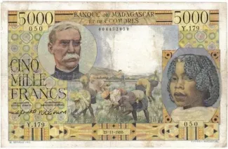 Madagascar 5.000 Francs, 1950-1955 obverse
