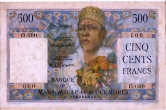 Madagascar 500 Francs, 1950-1958 obverse