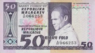 Madagascar 50 Francs / 10 Ariary, 1974-1978 obverse