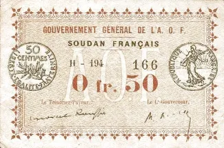 Mali 50 Centimes, 1921 obverse