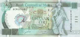Malta 10 Liri, 2000 P-51 obverse