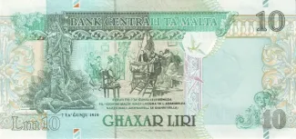 Malta 10 Liri, 2000 P-51 reverse