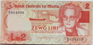 Malta 2 Liri, 1986 obverse