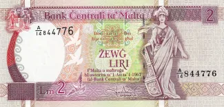 Malta 2 Liri, 1994-2007 obverse