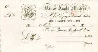 Malta 5 Liri, 1825-1899 obverse