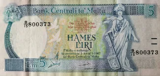 Malta 5 Liri, 1989 obverse