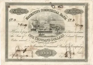 Mauritius 1,000 Dollars, 1839-1841 obverse