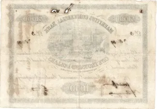 Mauritius 1,000 Dollars, 1839-1841 reverse