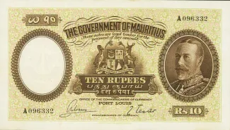 Mauritius 10 Rupees - George V, 1930 obverse