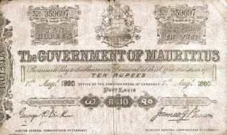 Mauritius 10 Rupees, 1877-1904 obverse