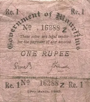Mauritius 1 Rupee, 1942 obverse
