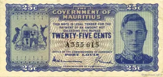 Mauritius 25 Cents, 1940 obverse