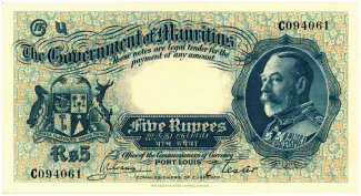 Mauritius 5 Rupees - George V, 1930 obverse